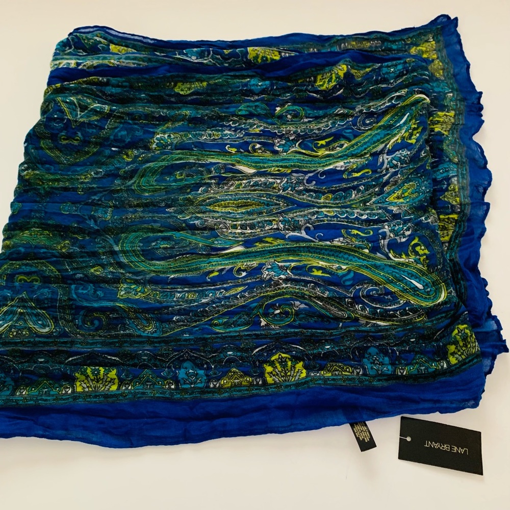 Lane Bryant colorful blue scarf new with tags